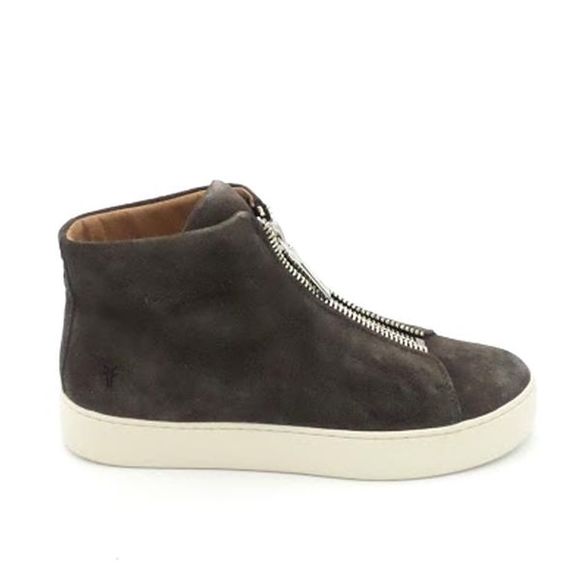 Frye Leather High Top Sneakers Lena Zip High Grigio - Medium - Picture 1 of 5